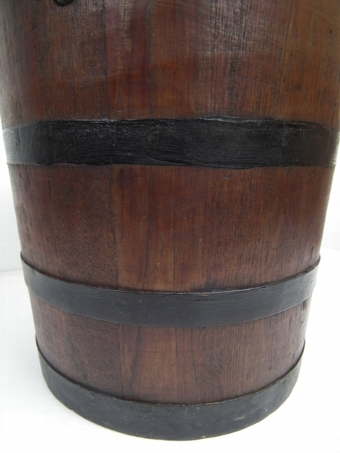 Antique Edwardian Stained Oak Barrel/Log Basket