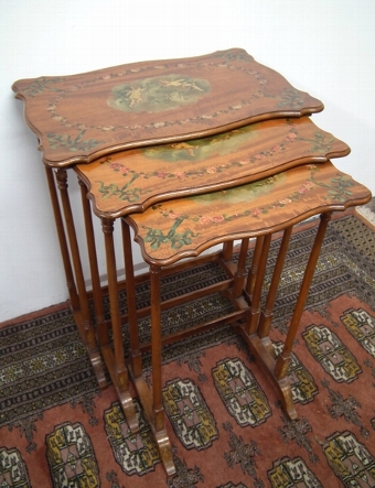 Nest of 3 Painted Satinwood Tables