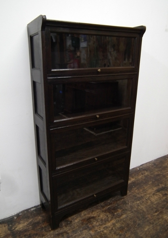 Antique Set of 3 Dark Oak Bookcases