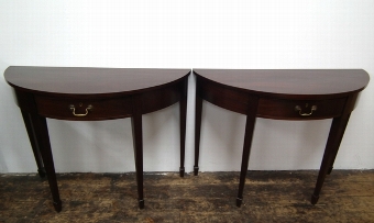 Pair of George III Style Demi Lune Hall Tables