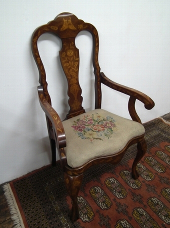 Dutch Marquetry Elbow Chair