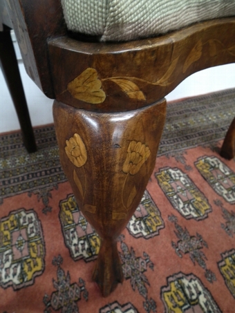 Antique Dutch Marquetry Elbow Chair