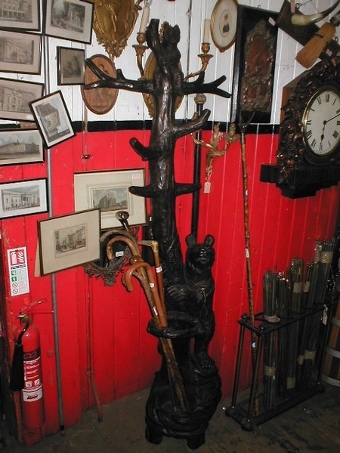 BLACK FOREST BEAR & CUB HALL TREE COAT UMBRELLA STAND