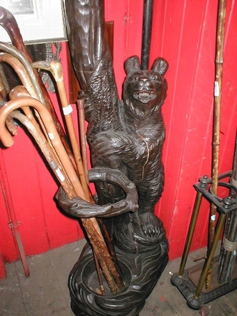 Antique BLACK FOREST BEAR & CUB HALL TREE COAT UMBRELLA STAND