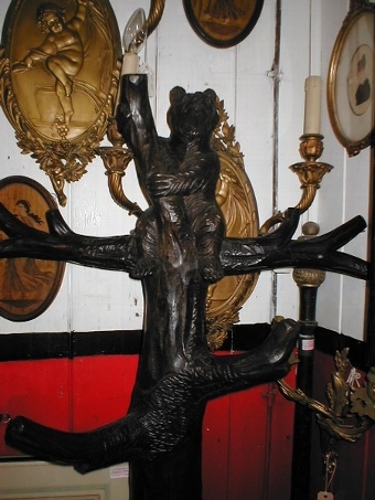 Antique BLACK FOREST BEAR & CUB HALL TREE COAT UMBRELLA STAND