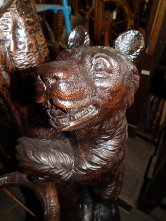 Antique BLACK FOREST BEAR & CUB HALL TREE COAT UMBRELLA STAND