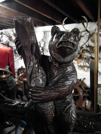 Antique BLACK FOREST BEAR & CUB HALL TREE COAT UMBRELLA STAND