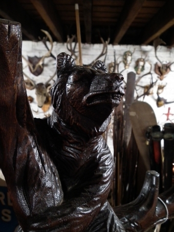 Antique BLACK FOREST BEAR & CUB HALL TREE COAT UMBRELLA STAND