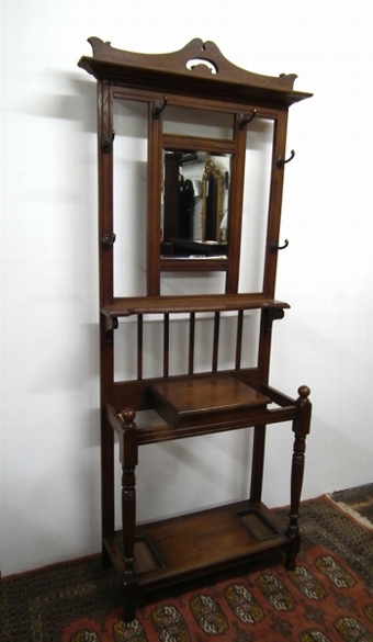 Art Nouveau Oak Hall Stand