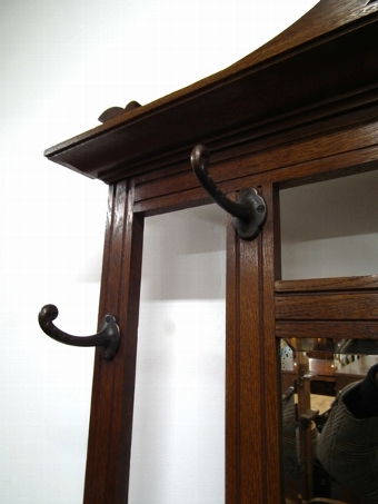 Antique Art Nouveau Oak Hall Stand