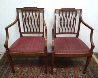 Pair of Sheraton Style Mahogany Armchairs