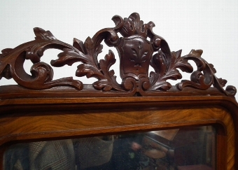 Antique Unusual Victorian Burr Walnut Dressing Mirror