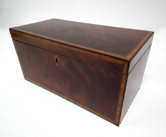 Late George III Mahogany Crossbanded Tea Caddy
