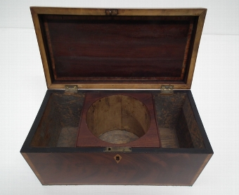 Antique Late George III Mahogany Crossbanded Tea Caddy