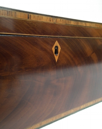 Antique Late George III Mahogany Crossbanded Tea Caddy