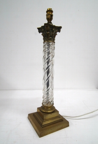 Victorian Brass and Glass Converted Table Lamp