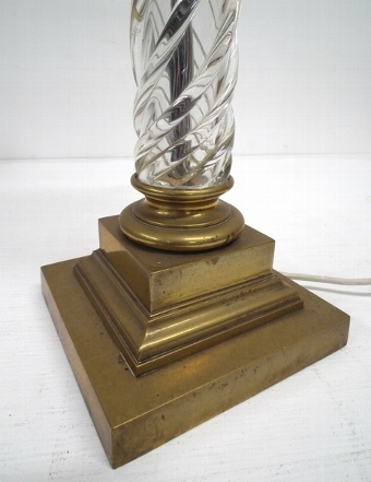 Antique Victorian Brass and Glass Converted Table Lamp