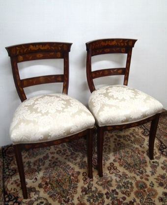 Pair of Mahogany Inlaid Dutch Side Chairs