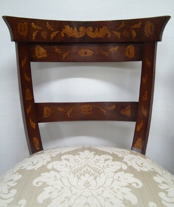 Antique Pair of Mahogany Inlaid Dutch Side Chairs