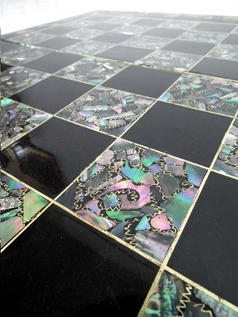 Antique Victorian Mother of Pearl Inlaid Games Board