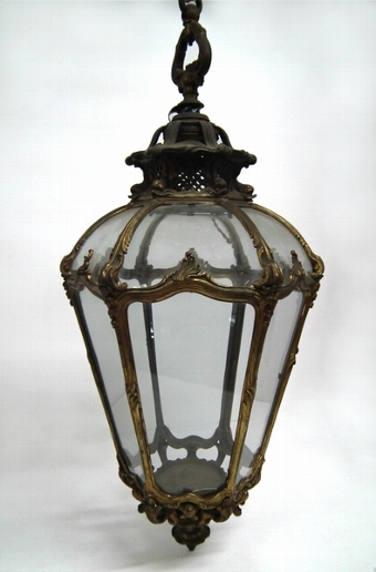 Victorian Cast Brass and Gilded Hall Lantern