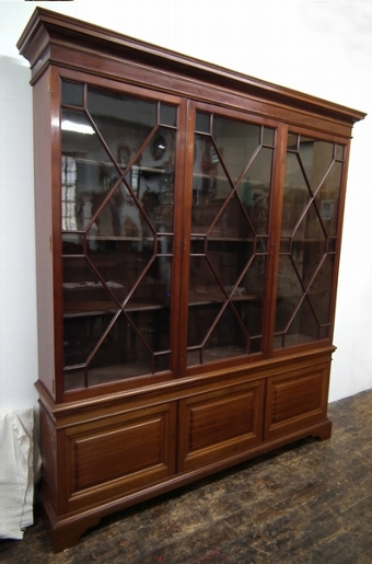 George III Style 3 Door Mahogany Cabinet Bookcase