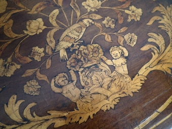 Antique Dutch Marquetry Fold Over Card Table
