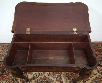 Antique Dutch Marquetry Fold Over Card Table