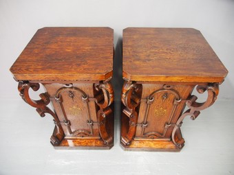 Antique Pair of Scumbled Pine Victorian Pedestals