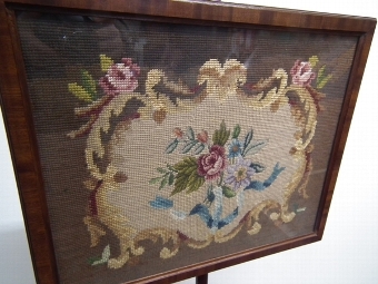 Antique George III Style Tapestry Fire Screen