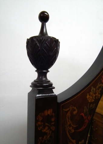 Antique Late Victorian Marquetry Inlaid Cheval Mirror