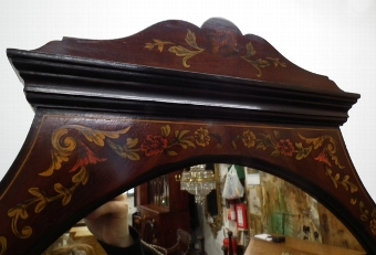 Antique Late Victorian Marquetry Inlaid Cheval Mirror