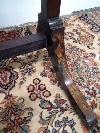 Antique Late Victorian Marquetry Inlaid Cheval Mirror