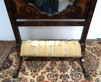 Antique Late Victorian Marquetry Inlaid Cheval Mirror
