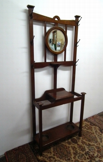 Art Nouveau Oak Hall Stand