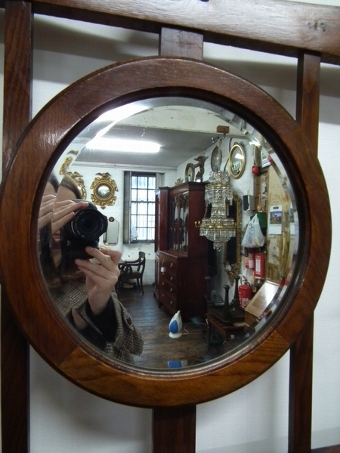 Antique Art Nouveau Oak Hall Stand