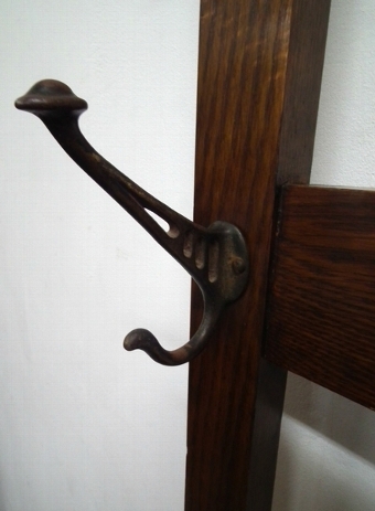 Antique Art Nouveau Oak Hall Stand