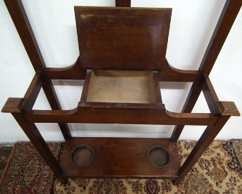 Antique Art Nouveau Oak Hall Stand