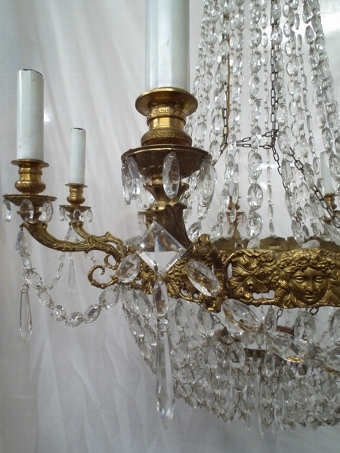 Antique Ormolu and Glass Chandelier
