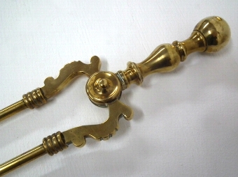 Antique Set of 3 Brass Fire Irons