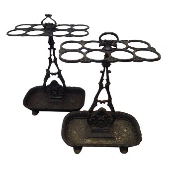 Matched Pair of Victorian Cast Iron Stick Stands
