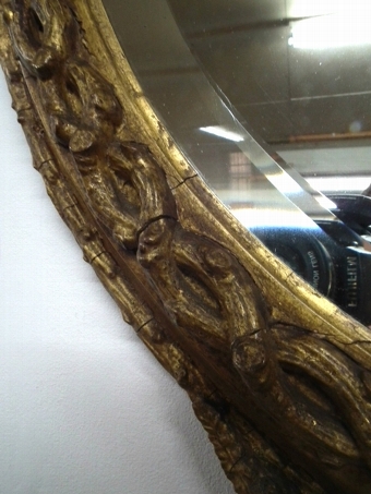 Antique Victorian Oval Gilded Wall Mirror