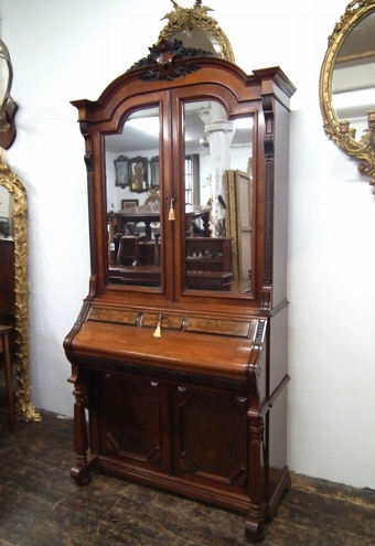 Victorian Dutch Walnut Cabinet Bookcase