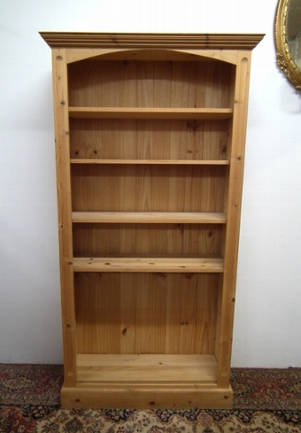 Antique Tall Pine Open Bookcase