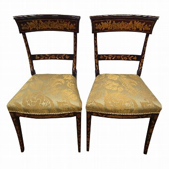 Pair of Dutch Marquetry Side Chairs