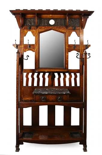 Arts & Crafts Oak Hall Stand