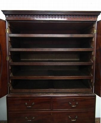 Antique George III Mahogany and Inlaid Linen Press