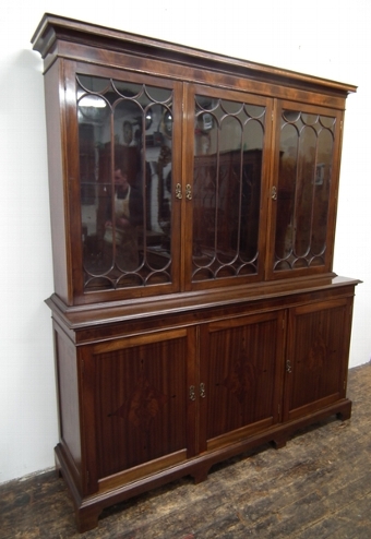 :SALE: George III Style Mahogany 3 Door Cabinet Bookcase