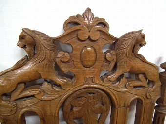 Antique Victorian Carved Oak Baronial Style Hall Chair