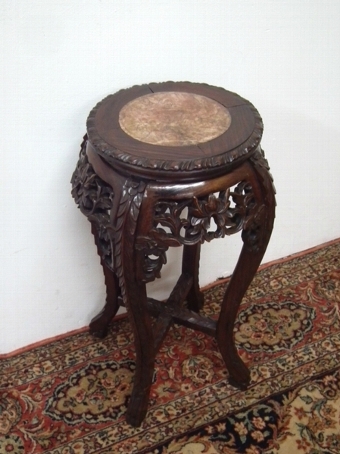 Carved Hardwood Plant Stand